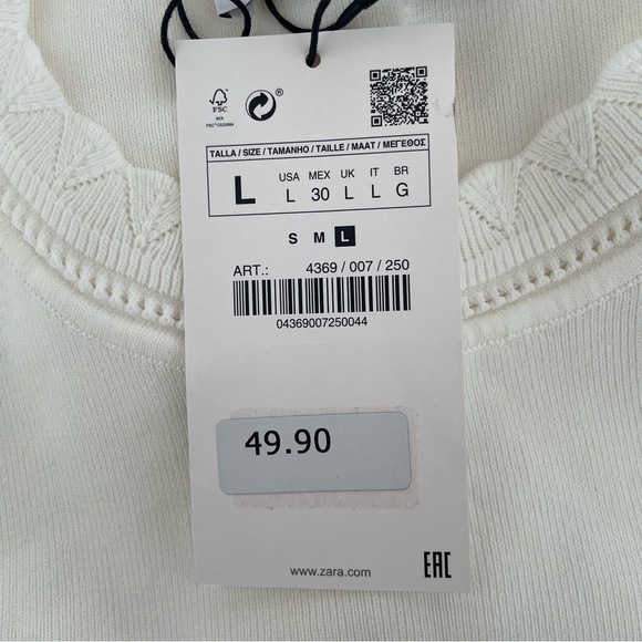 New! Zara White Openwork Knit Sleeveless Mini Dress 37632 - Picture 7 of 11